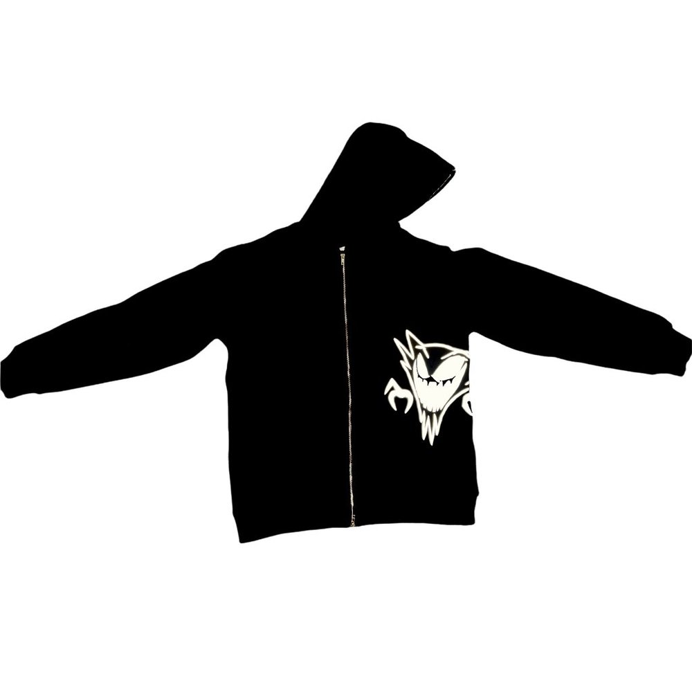 Gastly Full Zip Up Reflective Hoodie Grunge